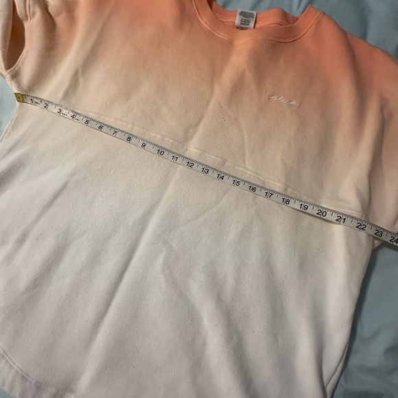 Victorias Secret Pink Varsity Crew Pullover. Ombré Orange/White. Love Pink. LG. - Picture 10 of 12